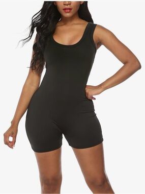 Sleek Black Sleeveless Bodysuit Romper